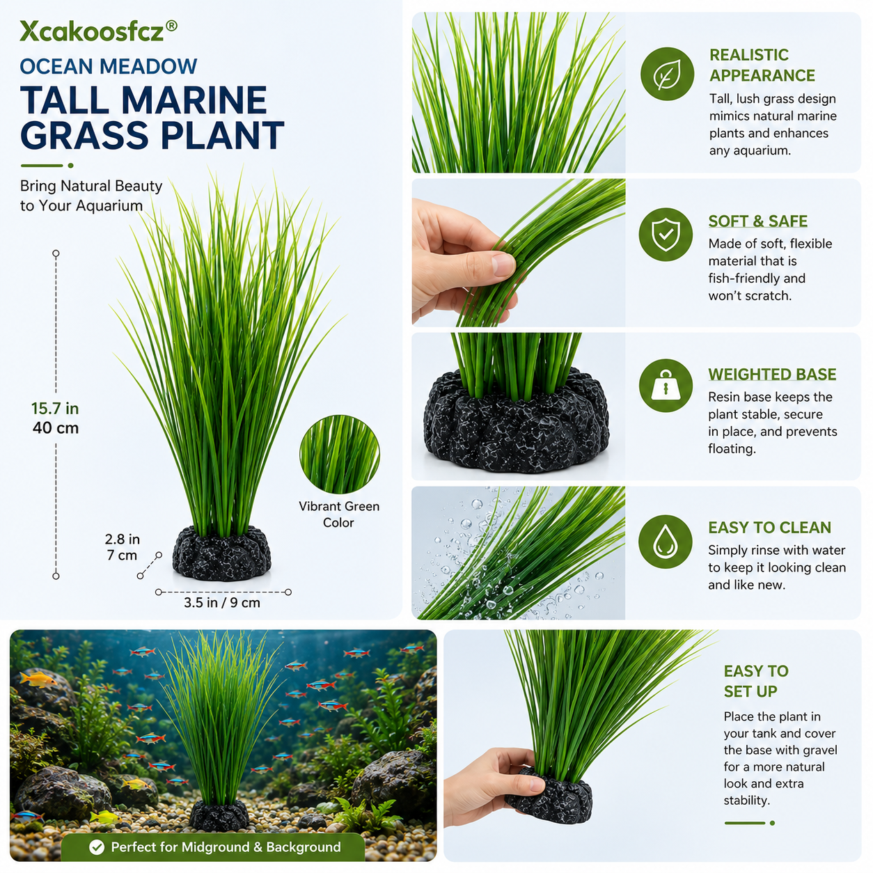 Xcakoosfcz® Ocean Meadow Tall Marine Grass Plant