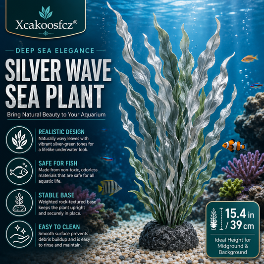 Xcakoosfcz® Deep Sea Elegance Silver Wave Sea Plant