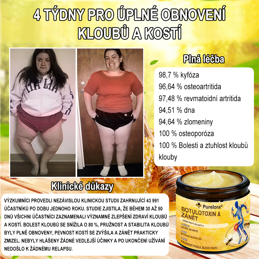 Krém na zmírnění bolesti a zpevnění kostí Purelora® s botulotoxinem a včelím jedem 🐝🌿 (Speciálně pro seniory a doporučen ortopedickými specialisty) 🔥🔥