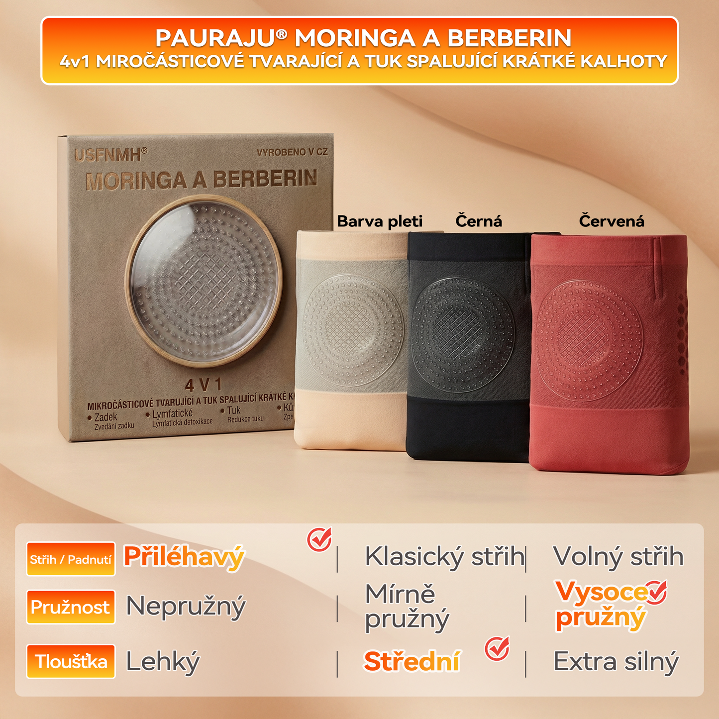 🇨🇿PAURAJU® 4v1 Termogenní Tvarující Šortky s Moringou a Berberin 💯 – ⚡ Kompresní Kraťasy pro Tvarování Postavy, Podporu Metabolismu & Denní Nošení (30 min rutina) 🌸 Časově omezená sleva až 70 %🔥
