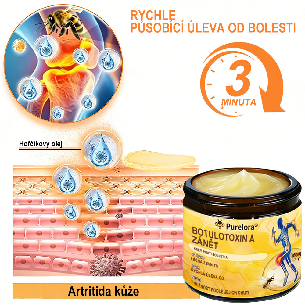 Krém na zmírnění bolesti a zpevnění kostí Purelora® s botulotoxinem a včelím jedem 🐝🌿 (Speciálně pro seniory a doporučen ortopedickými specialisty) 🔥🔥