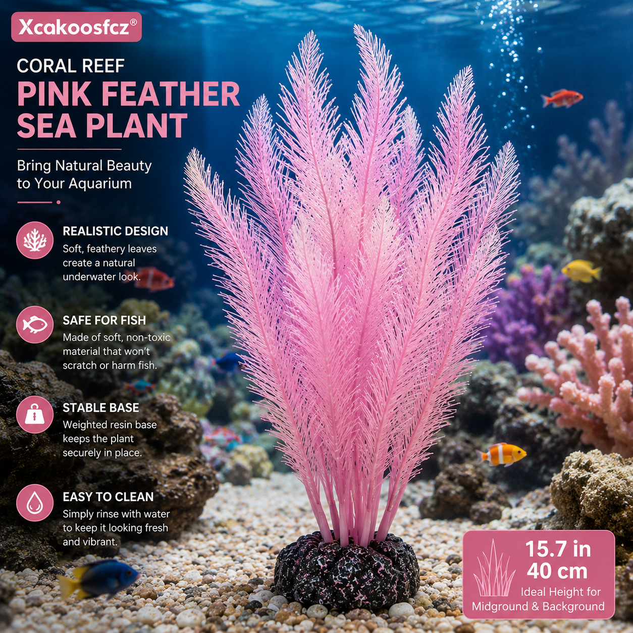 Xcakoosfcz® Coral Reef Pink Feather Sea Plant